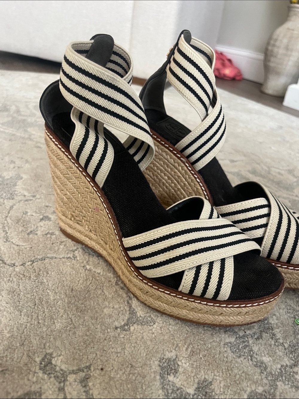 Tory Burch Black and White
Wedge Espadrilles